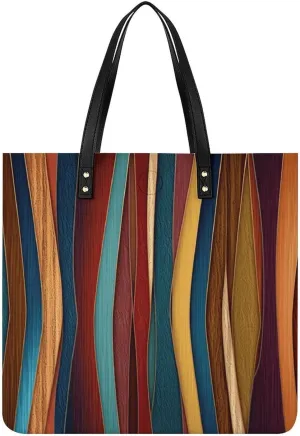 Handbags for WomenColorful StripesTrendy Vegan Leather Hobo Handbags,Women's Soft Bucket Bag For Women - Ladies Handbags For Work, Travel, Casual Use,Birthday Gifts