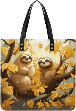 Handbags for WomenCute Cartoon SlothsTrendy Vegan Leather Hobo Handbags,Women's Soft Bucket Bag For Women - Ladies Handbags For Work, Travel, Casual Use,Birthday Gifts