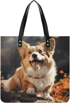 Handbags for WomenCute Corgi DogTrendy Vegan Leather Hobo Handbags,Women's Soft Bucket Bag For Women - Ladies Handbags For Work, Travel, Casual Use,Birthday Gifts