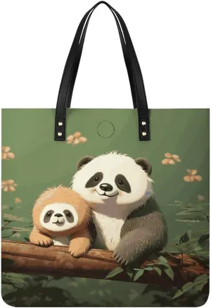 Handbags for WomenCute Panda And SlothTrendy Vegan Leather Hobo Handbags,Women's Soft Bucket Bag For Women - Ladies Handbags For Work, Travel, Casual Use,Birthday Gifts