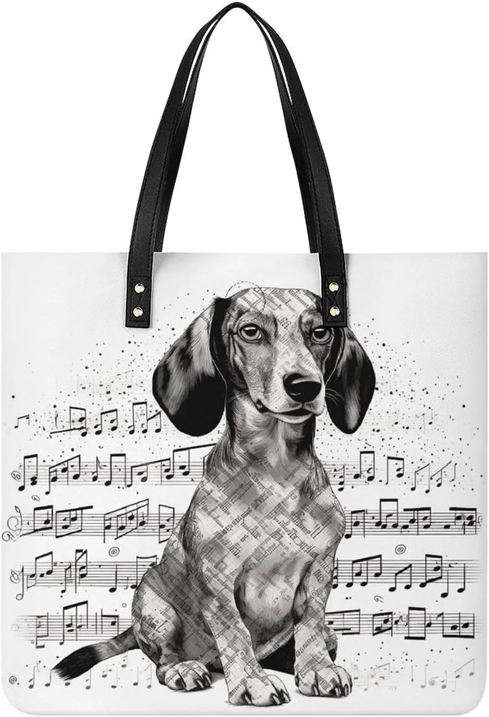 Handbags for WomenDachshund Music NotesTrendy Vegan Leather Hobo Handbags,Women's Soft Bucket Bag For Women - Ladies Handbags For Work, Travel, Casual Use,Birthday Gifts
