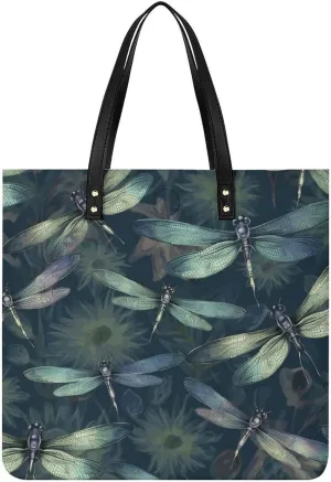 Handbags for WomenDragonfly PatternTrendy Vegan Leather Hobo Handbags,Women's Soft Bucket Bag For Women - Ladies Handbags For Work, Travel, Casual Use,Birthday Gifts