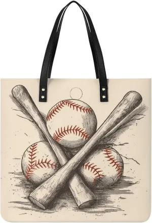 Handbags for WomenHand Drawn Baseball BatsTrendy Vegan Leather Hobo Handbags,Women's Soft Bucket Bag For Women - Ladies Handbags For Work, Travel, Casual Use,Birthday Gifts