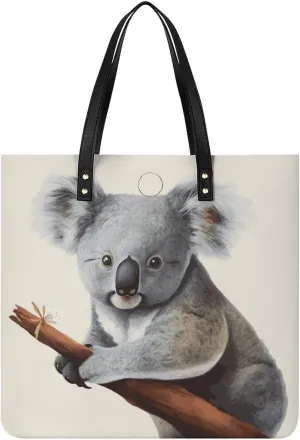Handbags for WomenKoala And ButterflyTrendy Vegan Leather Hobo Handbags,Women's Soft Bucket Bag For Women - Ladies Handbags For Work, Travel, Casual Use,Birthday Gifts