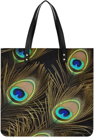 Handbags for WomenPeacock FeathersTrendy Vegan Leather Hobo Handbags,Women's Soft Bucket Bag For Women - Ladies Handbags For Work, Travel, Casual Use,Birthday Gifts