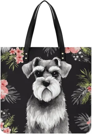 Handbags for WomenSchnauzerTrendy Vegan Leather Hobo Handbags,Women's Soft Bucket Bag For Women - Ladies Handbags For Work, Travel, Casual Use,Birthday Gifts