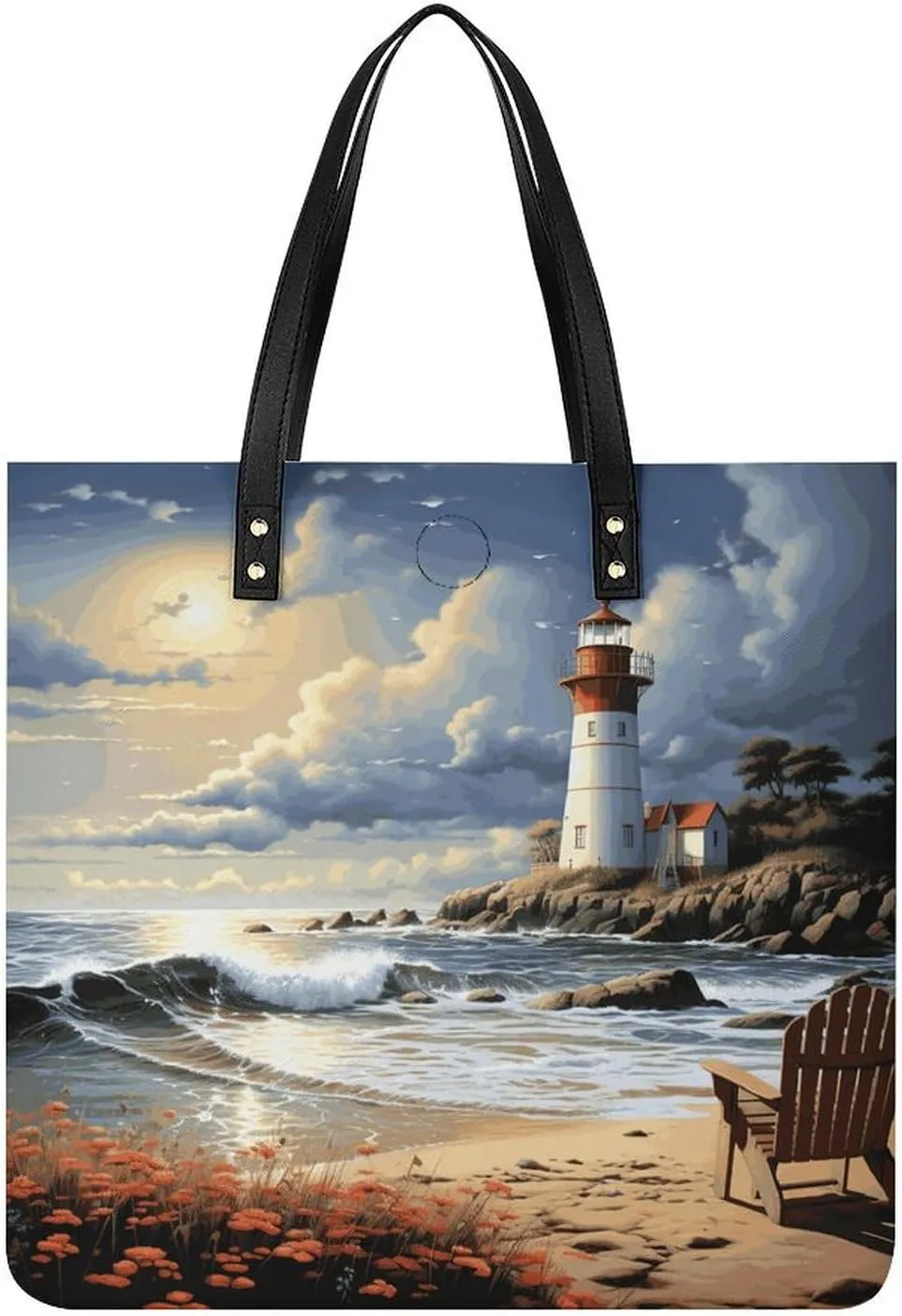 Handbags for WomenSea Lighthouse SandbeachTrendy Vegan Leather Hobo Handbags,Women's Soft Bucket Bag For Women - Ladies Handbags For Work, Travel, Casual Use,Birthday Gifts