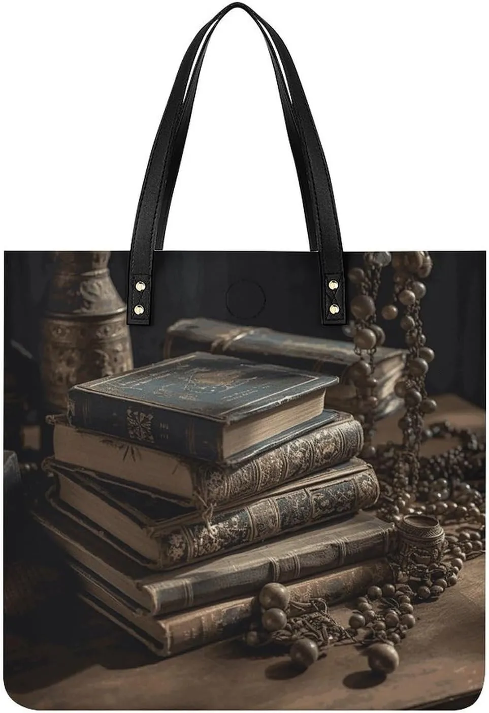 Handbags for WomenStack of Old BooksTrendy Vegan Leather Hobo Handbags,Women's Soft Bucket Bag For Women - Ladies Handbags For Work, Travel, Casual Use,Birthday Gifts