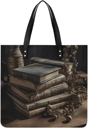 Handbags for WomenStack of Old BooksTrendy Vegan Leather Hobo Handbags,Women's Soft Bucket Bag For Women - Ladies Handbags For Work, Travel, Casual Use,Birthday Gifts