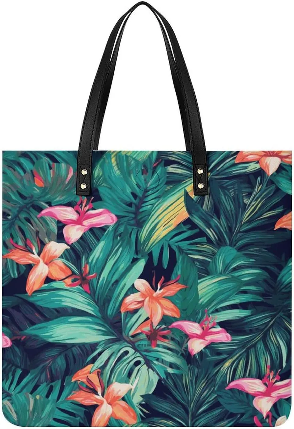 Handbags for WomenTropical Floral LeavesTrendy Vegan Leather Hobo Handbags,Women's Soft Bucket Bag For Women - Ladies Handbags For Work, Travel, Casual Use,Birthday Gifts