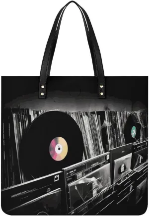 Handbags for WomenVinyl RecordsTrendy Vegan Leather Hobo Handbags,Women's Soft Bucket Bag For Women - Ladies Handbags For Work, Travel, Casual Use,Birthday Gifts