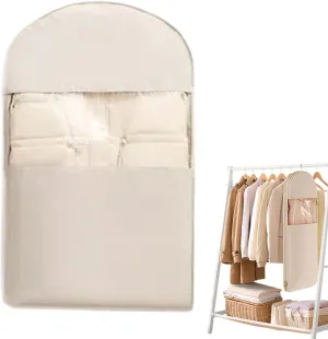 Hangable Garment Bag - Foldable Clothing Holder | Wedding Dress Cover, Travel Clothes Storage, Suit Protector, Coat Storage Bag with Self-Compression Zipper, Space-Saving Organizer for Home Travel