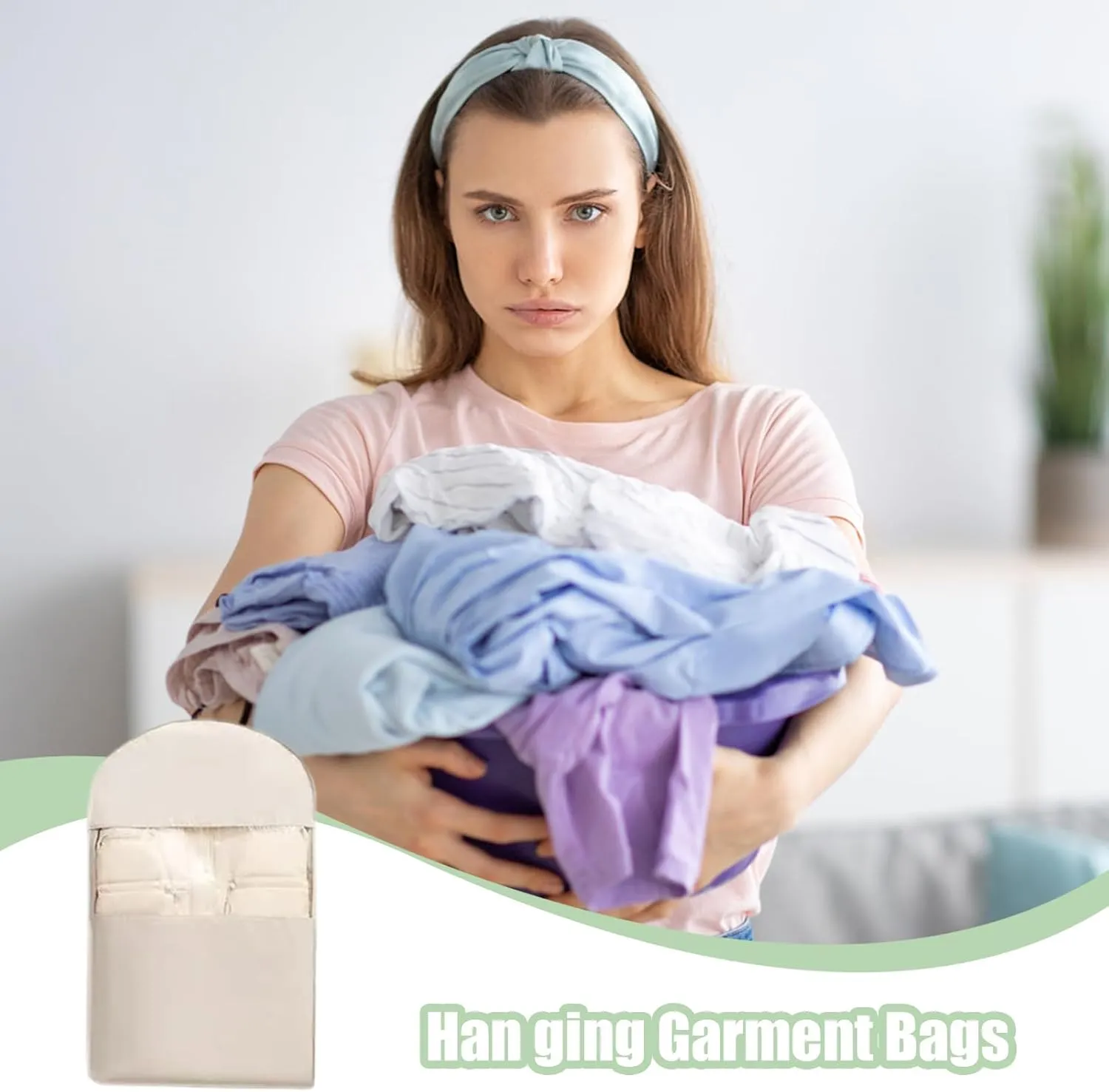 Hangable Garment Bag - Foldable Clothing Holder | Wedding Dress Cover, Travel Clothes Storage, Suit Protector, Coat Storage Bag with Self-Compression Zipper, Space-Saving Organizer for Home Travel