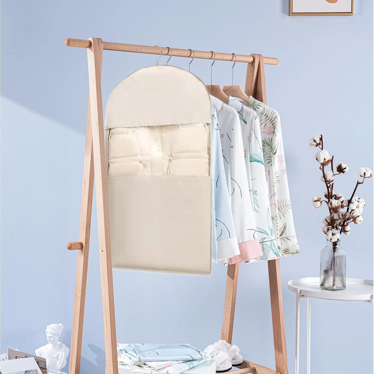 Hangable Garment Bag - Foldable Clothing Holder | Wedding Dress Cover, Travel Clothes Storage, Suit Protector, Coat Storage Bag with Self-Compression Zipper, Space-Saving Organizer for Home Travel