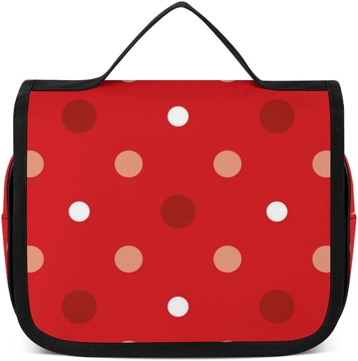 Hanging Travel Toiletry Bag with Hanging Hook - Stylish Organizer Hanging Toiletry Bag Compatible with White Red Polka Dots for Traveling Women