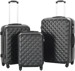 Hardcase Trolley Set 3 Pieces with Security Lock and 360 Degree Castors, Lightweight Durable ABS, Black
