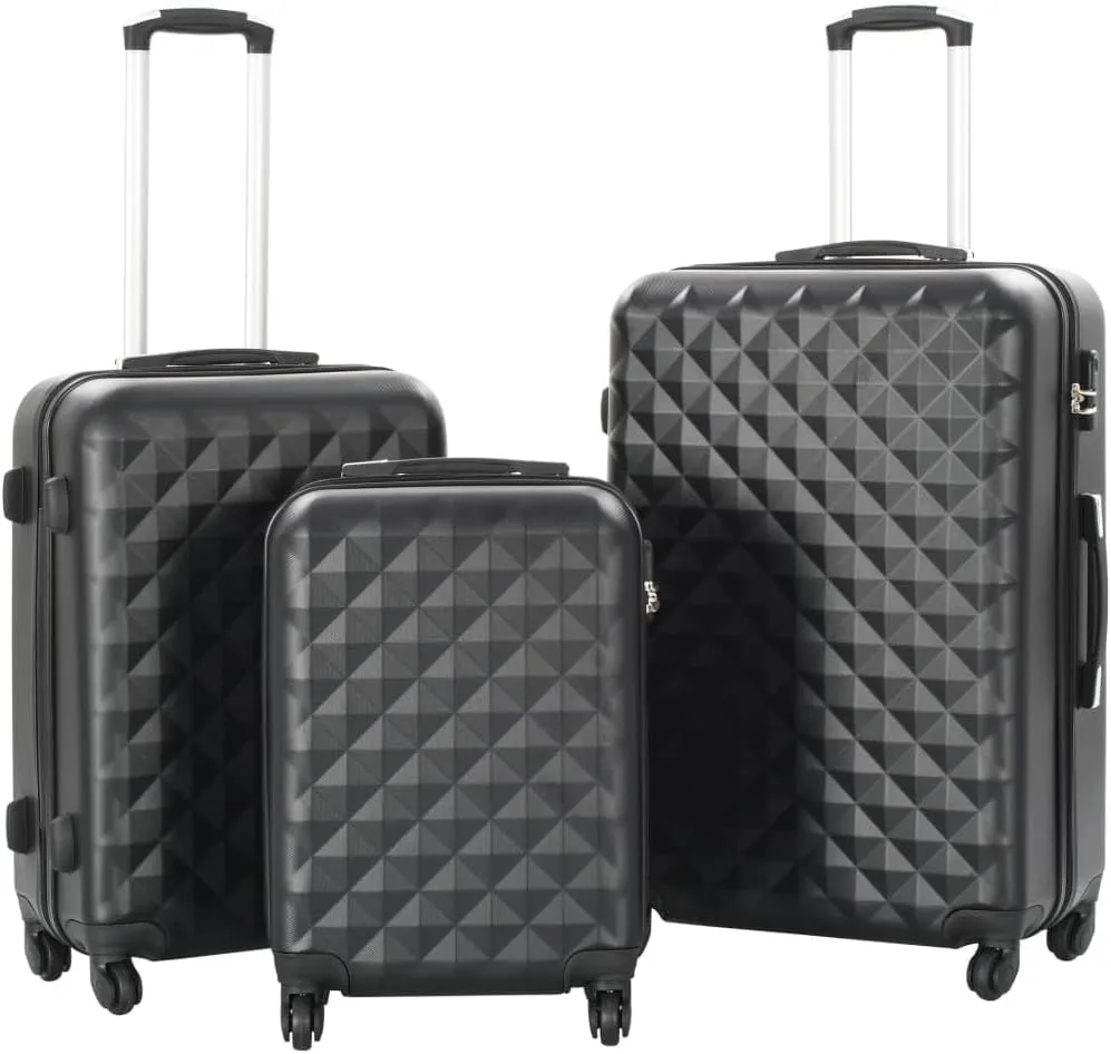 Hardcase Trolley Set 3 Pieces with Security Lock and 360 Degree Castors, Lightweight Durable ABS, Black
