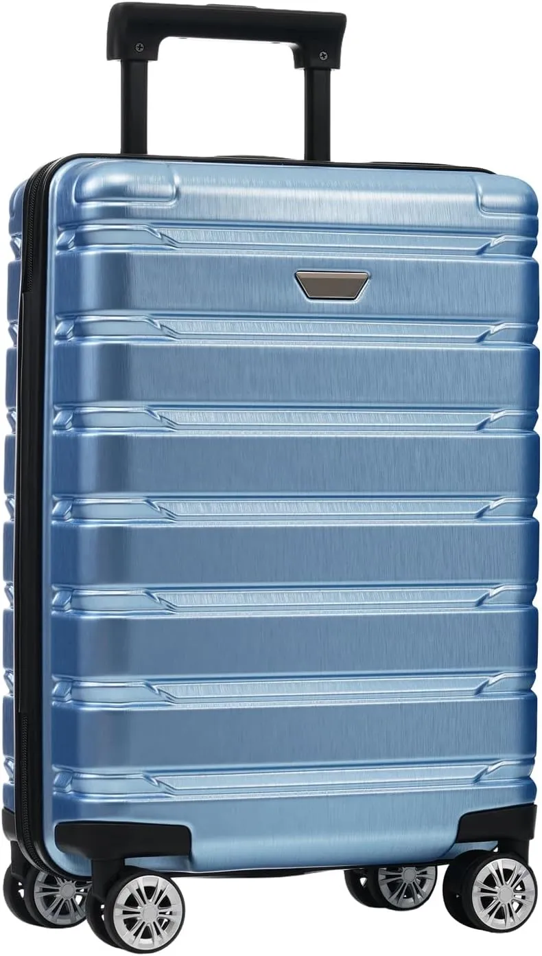 Hardshell Luggage Set 3 Piece, Durable ABS PC Travel Suitcase with Spinner Wheels for Men Women (Blue)