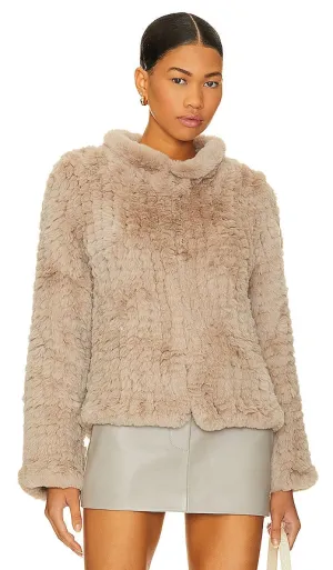 HEARTLOOM Aria Faux Fur Jacket in Taupe