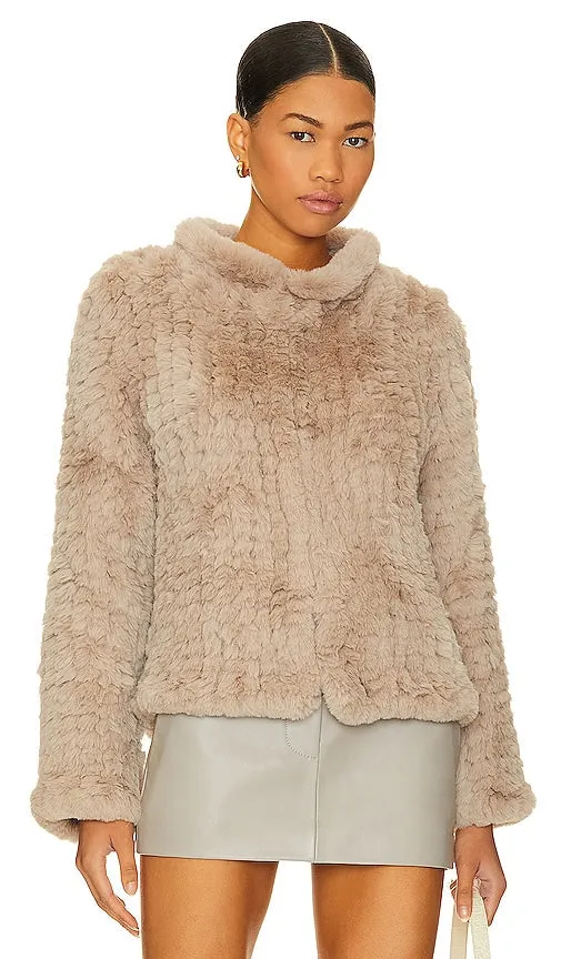 HEARTLOOM Aria Faux Fur Jacket in Taupe