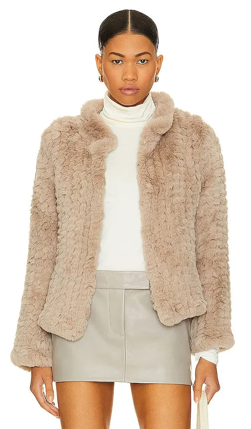HEARTLOOM Aria Faux Fur Jacket in Taupe