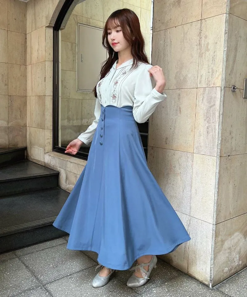 High Waist Scalloped Flare Skirt / an another angelus [53BG02p005].