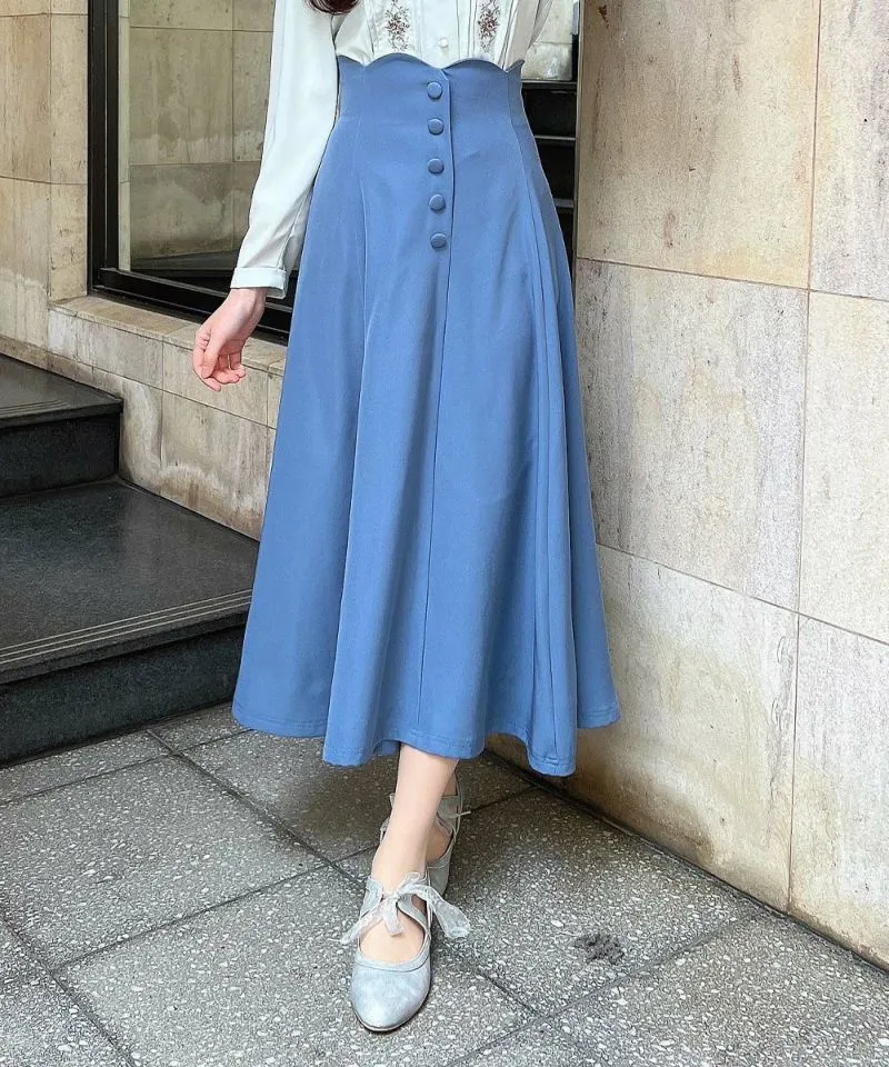 High Waist Scalloped Flare Skirt / an another angelus [53BG02p005].