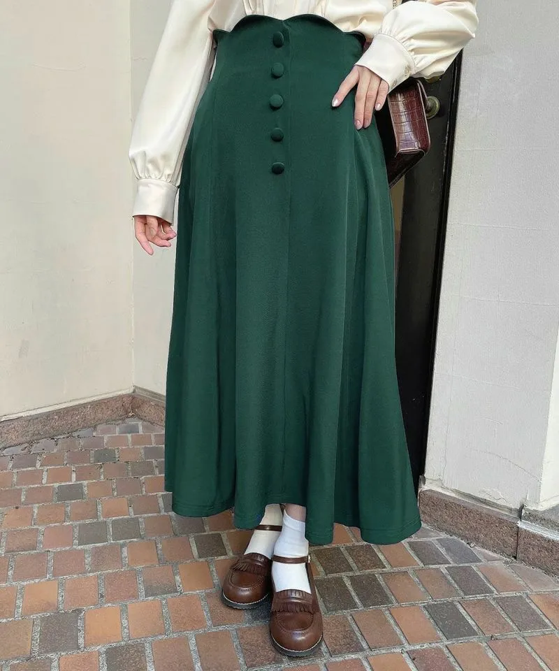 High Waist Scalloped Flare Skirt / an another angelus [53BG02p005].