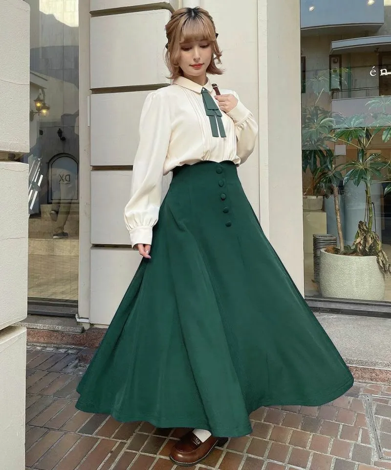 High Waist Scalloped Flare Skirt / an another angelus [53BG02p005].