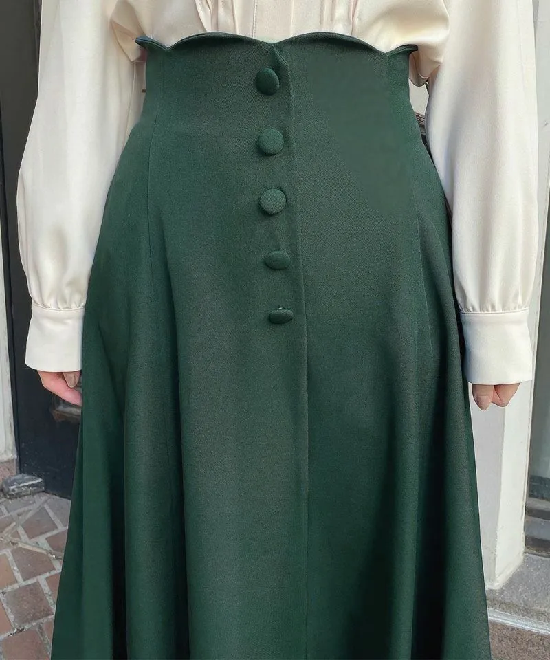 High Waist Scalloped Flare Skirt / an another angelus [53BG02p005].