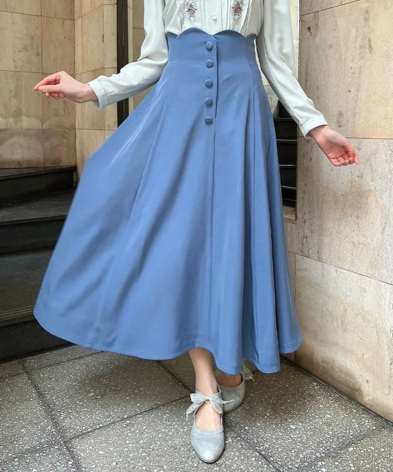 High Waist Scalloped Flare Skirt / an another angelus [53BG02p005].