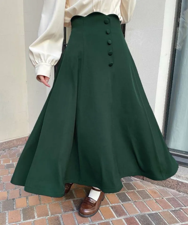 High Waist Scalloped Flare Skirt / an another angelus [53BG02p005].