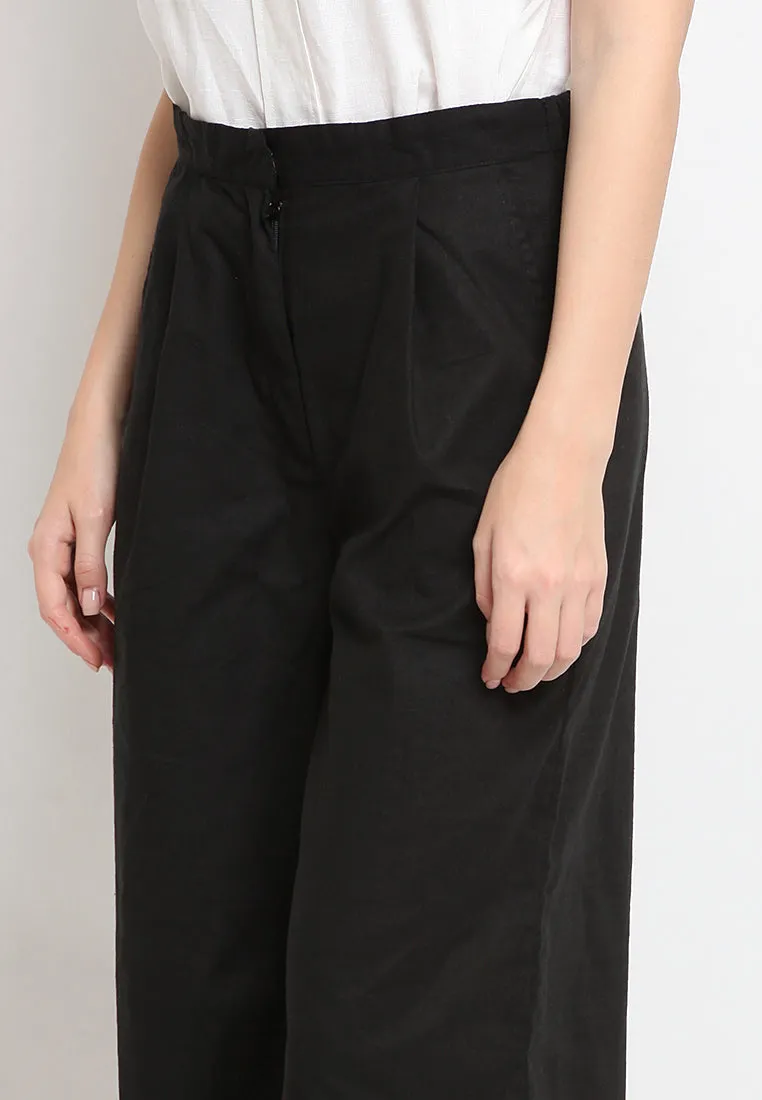 High Waist Wide Leg Cotton Pants