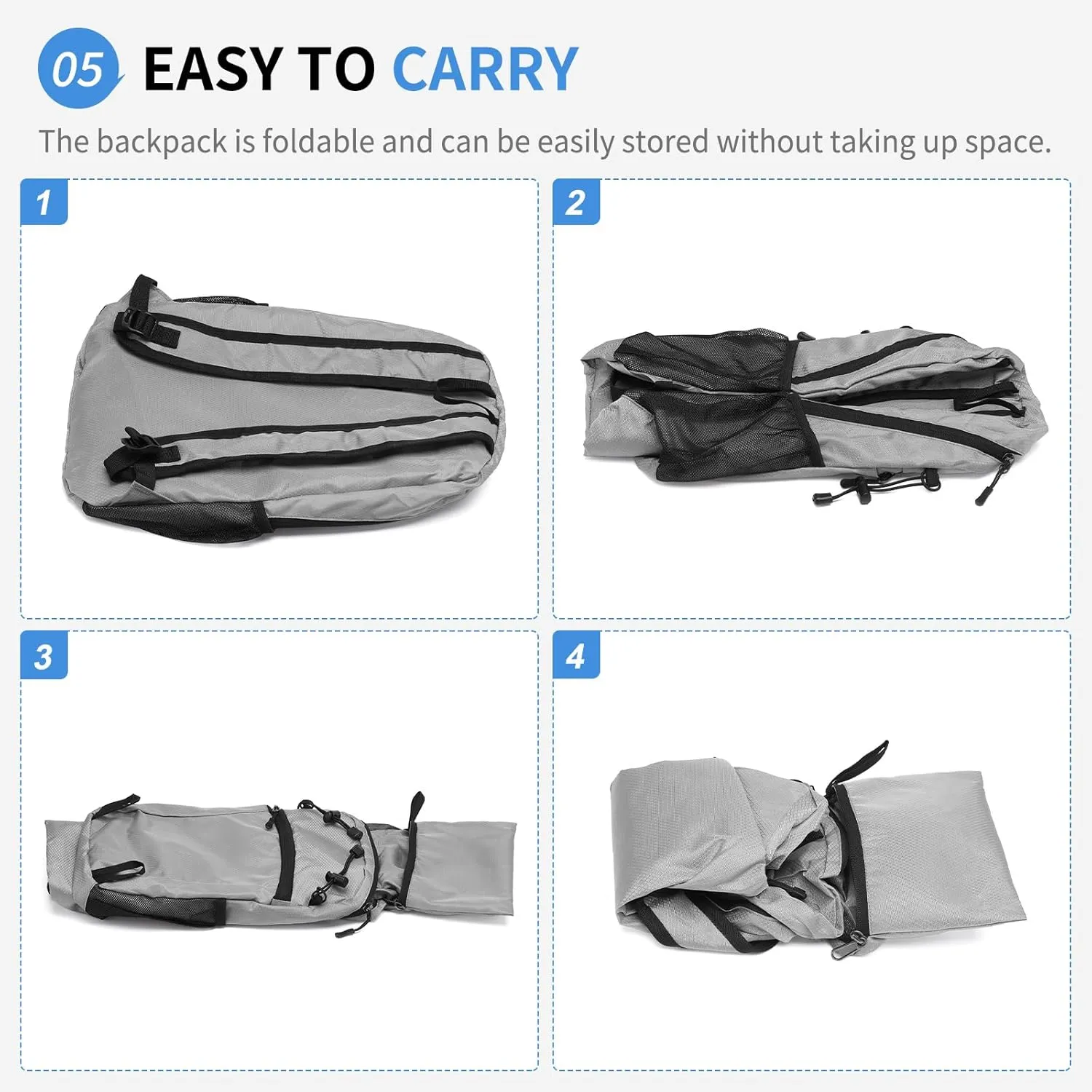 Hiking Daypack Packable, Camping Backpack Water Resistant Lightweight Polyester for Men Women Travel Outdoor