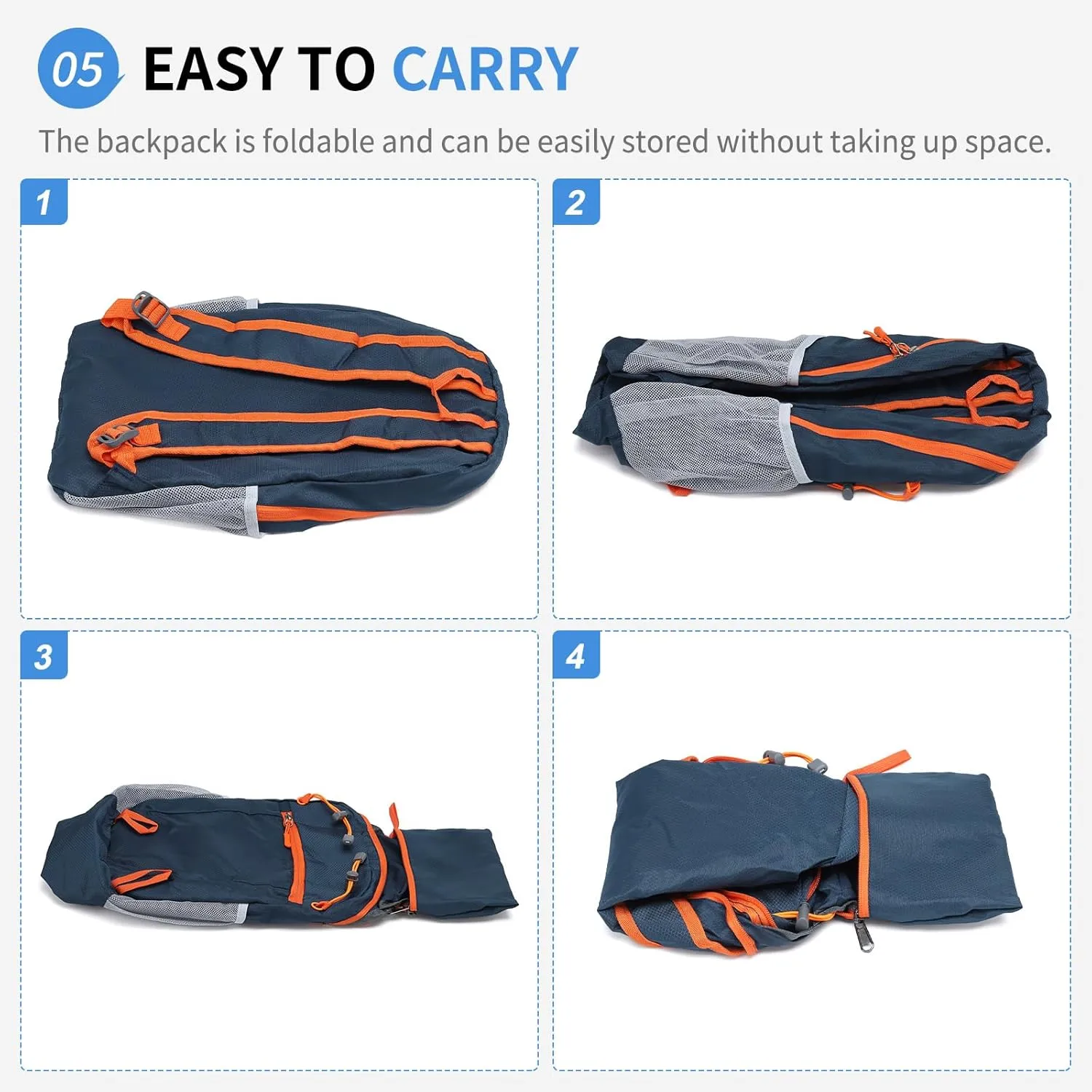 Hiking Daypack Packable, Camping Backpack Water Resistant Lightweight Polyester for Men Women Travel Outdoor