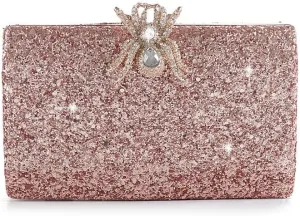 HUFFA Trendy Fine Rose Gold Frosting Sequin Handbags Korean Women Ladies Wedding Party Evening Bag Clutch Dinner Banquet Shoulder Bags