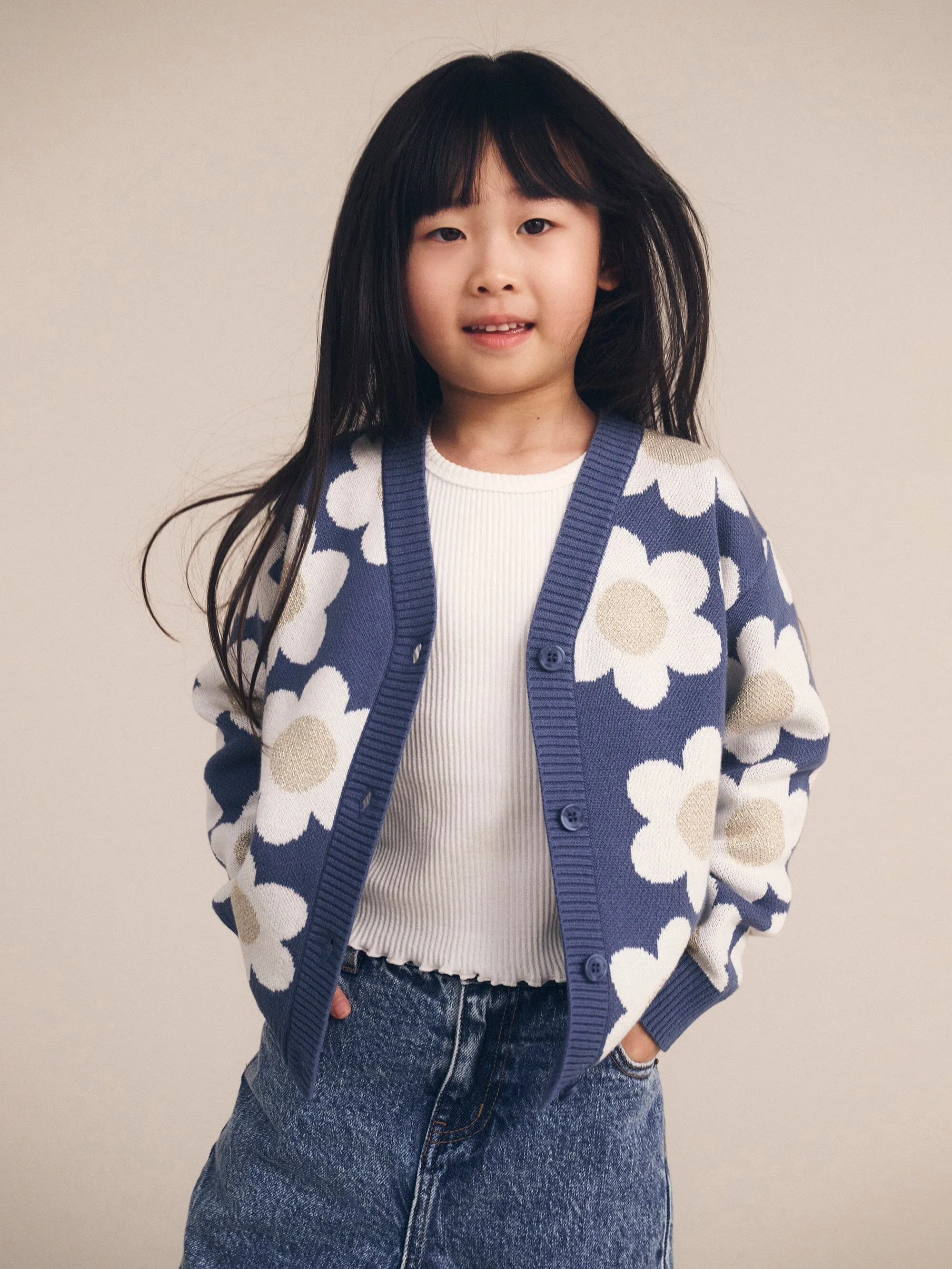 Huxbaby - Midnight Daisy Boxy Cardi - HB5175W25
