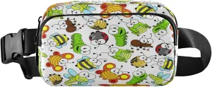 Insects Bees Belt Bag for Women Men Butterflies Caterpillars Bugsshy Ladybugs Fanny Pack Small Waist Pouch Crossbody Bags for Outdoor Hiking Running Travel