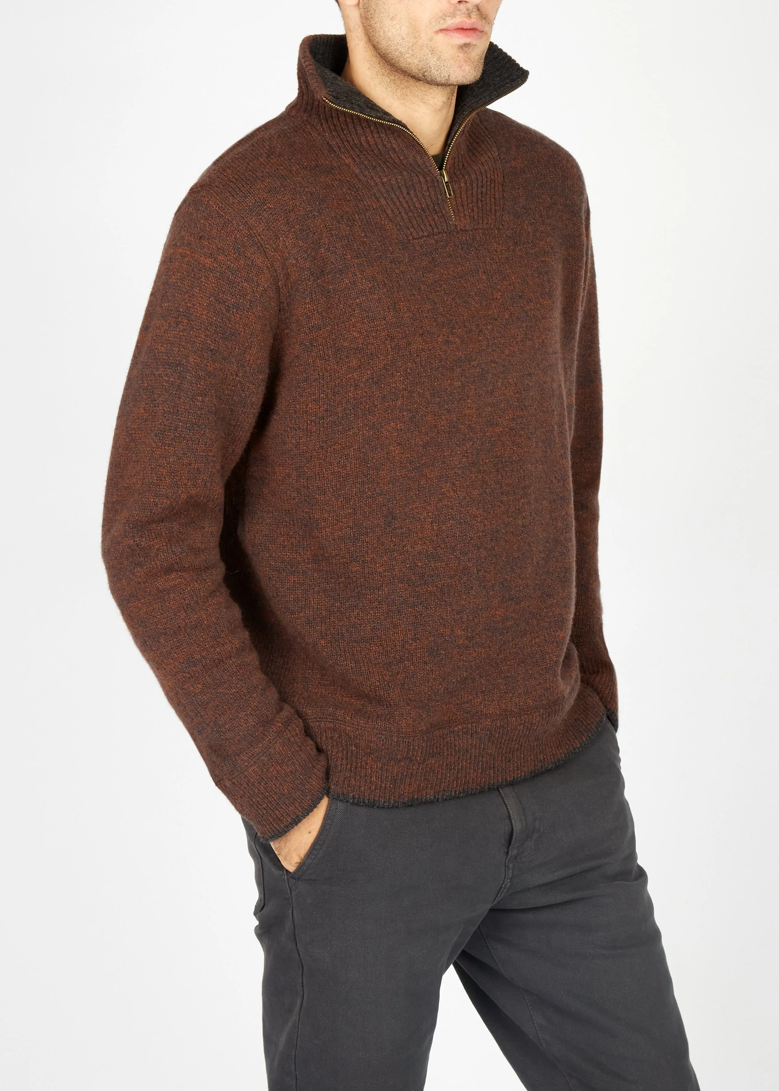 IrelandsEye Men's Zip Sweater | Pebble Marl