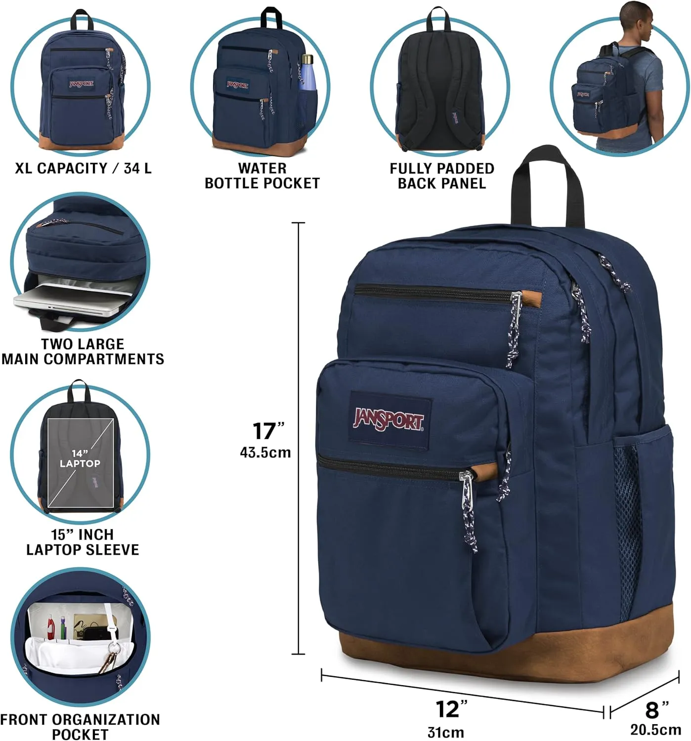 JanSport Cool Backpack, with 15-inch Laptop Sleeve - Large Computer Bag Rucksack with 2 Compartments, Ergonomic Straps, Purple Petals