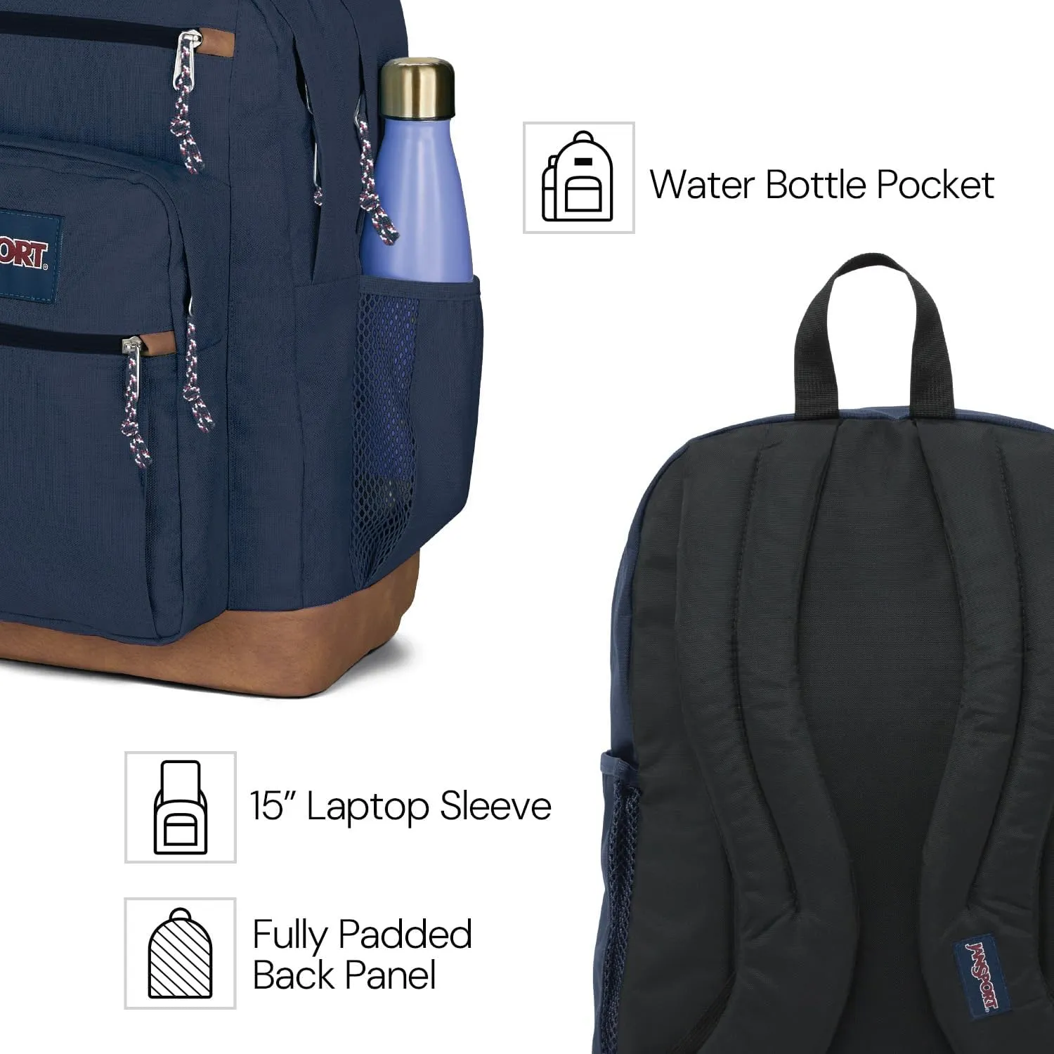 JanSport Cool Backpack, with 15-inch Laptop Sleeve - Large Computer Bag Rucksack with 2 Compartments, Ergonomic Straps, Purple Petals