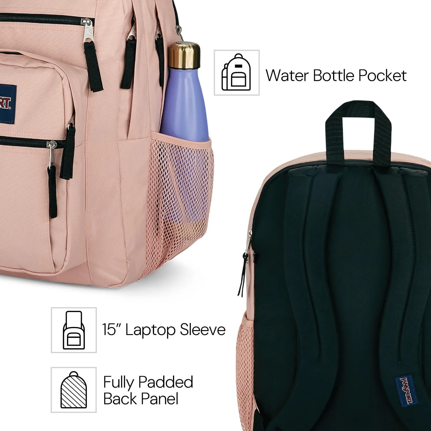 JanSport Laptop Backpack - Computer Bag with 2 Compartments, Ergonomic Shoulder Straps, 15 Laptop Sleeve, Haul Handle - A Bug'S Vibe