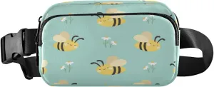 Kawaii Bees Belt Bag for Women Men Floral Cartoon Fanny Pack Small Waist Pouch Crossbody Bags for Outdoor Hiking Running Travel