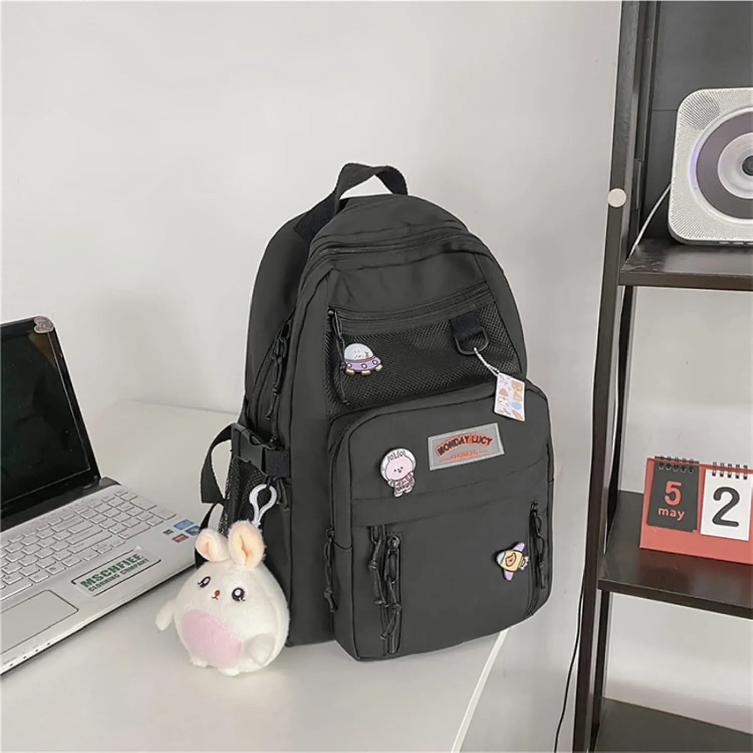 Kawaii Large aesthetic Bookbags for Girl Students Back to school Laptop Backpacks 15.6 Inch School Bag with Cute 12.6inx5.1inx16.9in