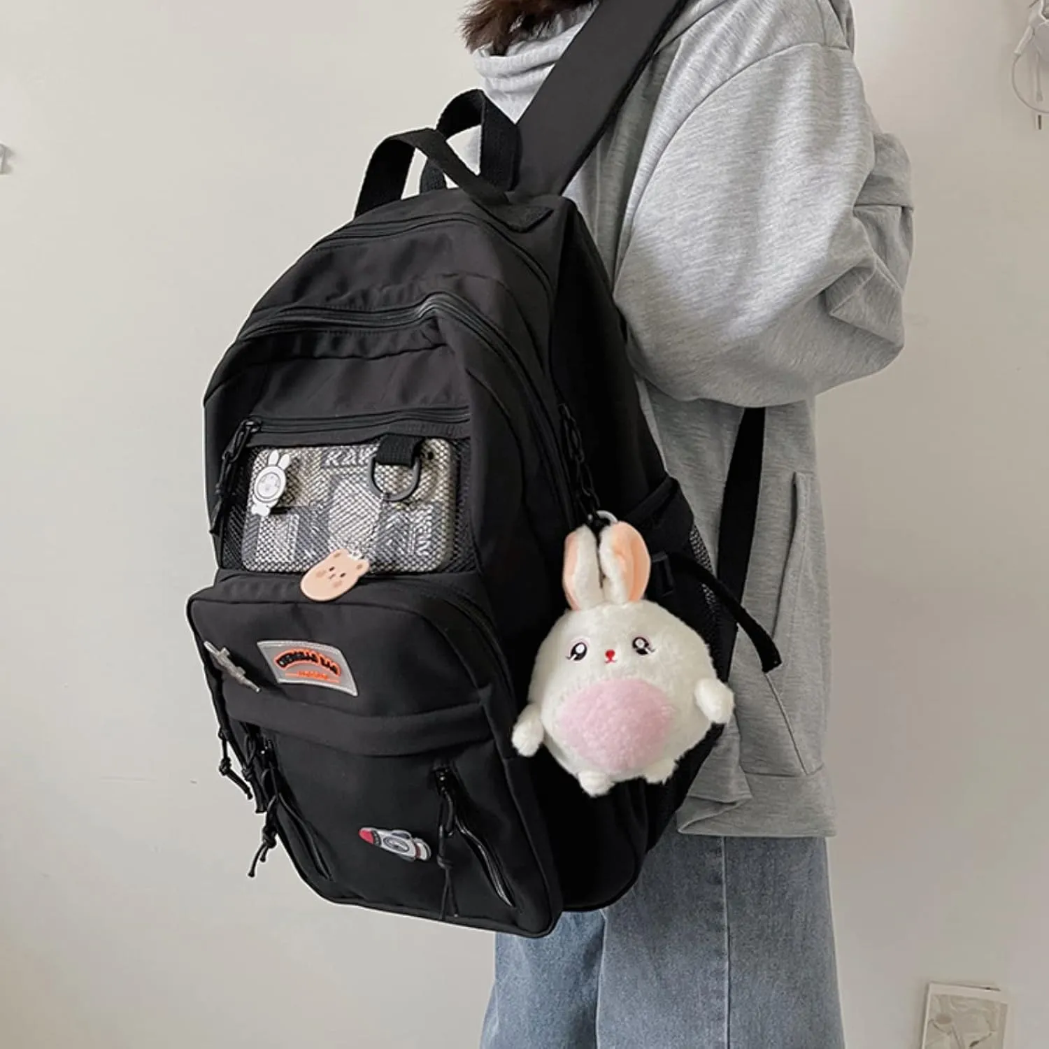 Kawaii Large aesthetic Bookbags for Girl Students Back to school Laptop Backpacks 15.6 Inch School Bag with Cute 12.6inx5.1inx16.9in