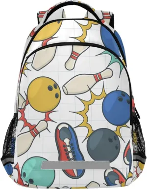 Kids Backpack for Boys Girls,Color Doodle Bowling Elementary School Backpacks Boys Children Bookbags Primary Kindergarten Bookbags 13.5L Water-Resistant Student Teenagers Travel Bag