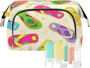 Kigai Summer Flip Flops Makeup Bag Cosmetic Bag for Women, Travel Toiletry Accessories Portable Storage Makeup Organizer with Zipper Closure