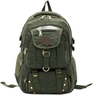 KOSTEN Backpack Men's Backpack Canvas Men's Travel Bags Large Capacity Travel 14 '' Laptop Backpack Bag-Army Green