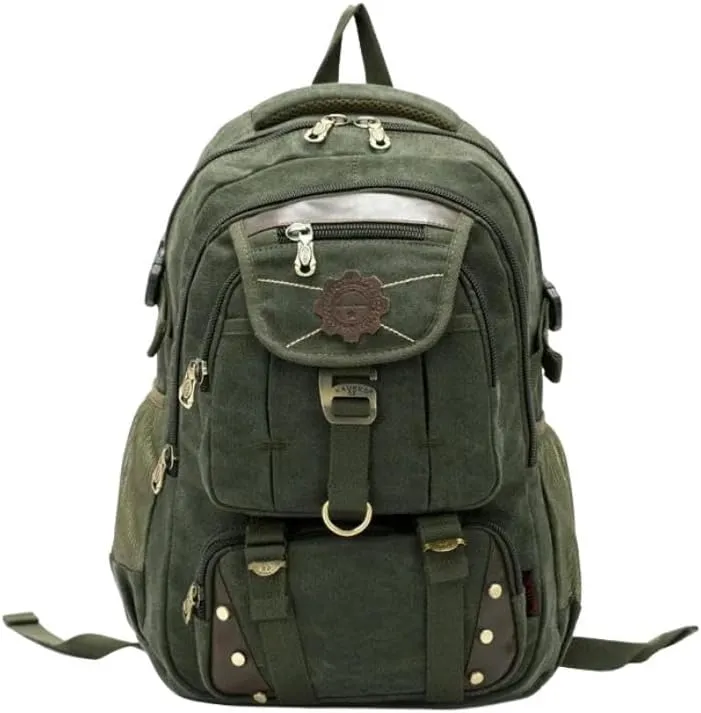 KOSTEN Backpack Men's Backpack Canvas Men's Travel Bags Large Capacity Travel 14 '' Laptop Backpack Bag-Army Green