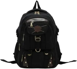 KOSTEN Backpack Men'S Backpack Canvas Men'S Travel Bags Large Capacity Travel 14 '' Laptop Backpack Bag-Black